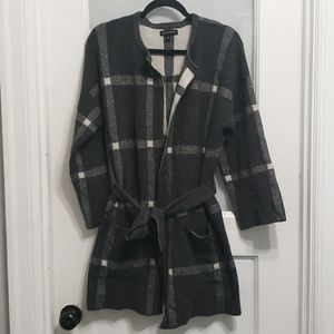 Banana Republic Charcoal Grey Wool Blend Wrap Belt Cardigan Sweater
